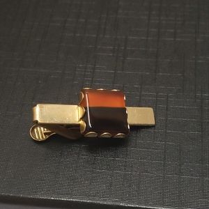 Vintage Orange & Brown Stone Tie Clip